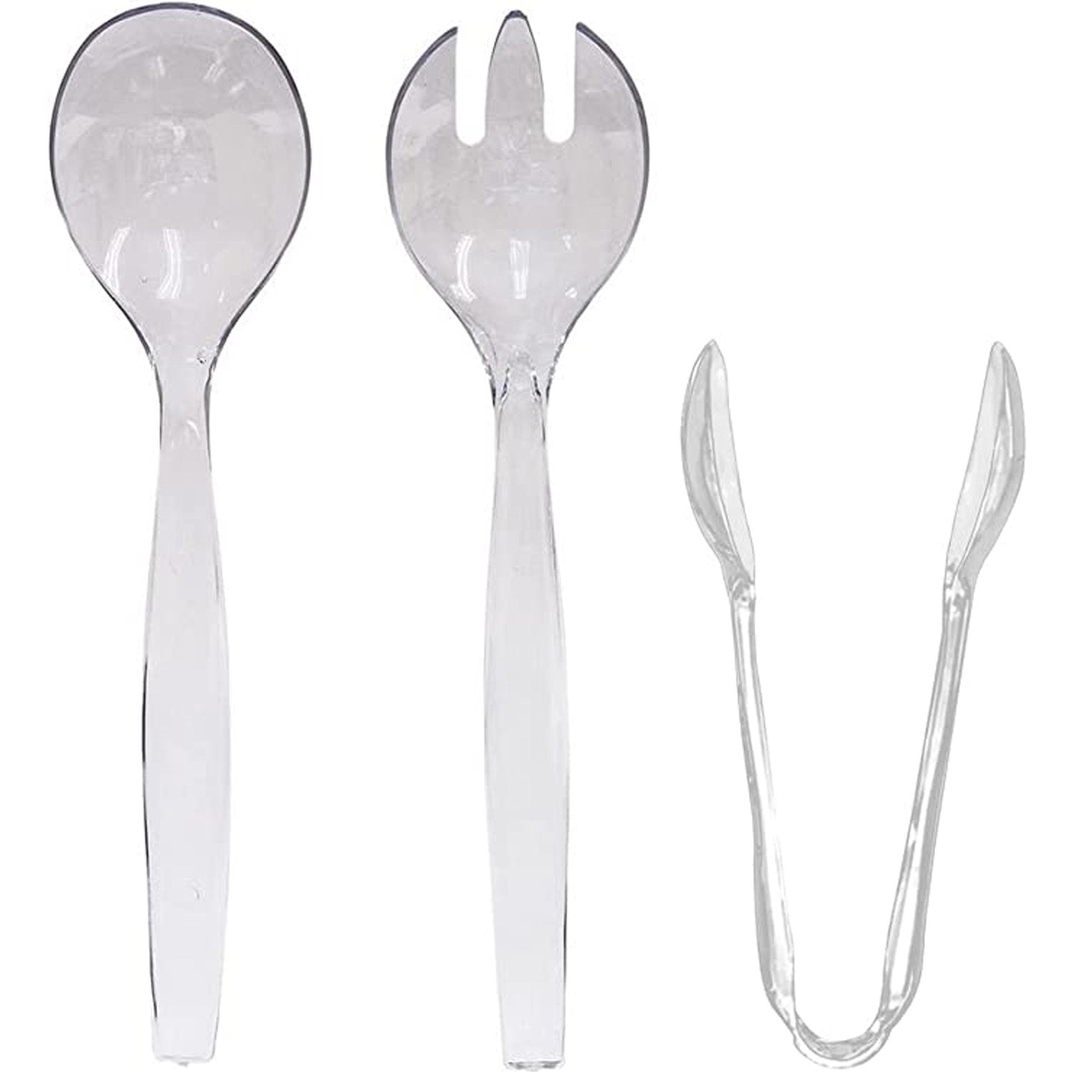 Plastic Serving Utensils, Heavy Duty Clear Disposable Utensils, 3 Each in One Set, 18 Pieces Serverware Vezee 18 Piece