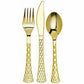 *BUY BULK*Lacetagon Collection Extra Heavyweight White with Lace Gold Rim Dispaoble Plastic Disposable Plastic Dinner Tableware COMBO Set