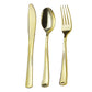 *BUY BULK*  Dandelion Square Plates Fancy Disposable White / Gold Disposable Plastic Dinner Tableware COMBO Set