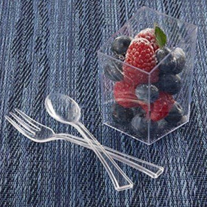 Mini Plastic Spoons/Forks Clear Combo 4.5 inch