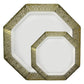 *BUY BULK*Lacetagon Collection Extra Heavyweight White with Lace Gold Rim Dispaoble Plastic Disposable Plastic Dinner Tableware COMBO Set