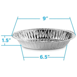 Disposable 9” Shallow Aluminum Foil Pie Pans / Non-Stick & Oven Safe, Silver