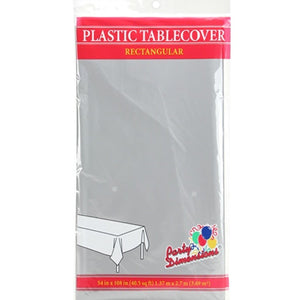 Tablecover Plastic Silver Rectangular 54'' X 108''