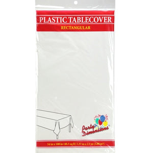 Tablecover Plastic White Rectangular 54'' X 108''